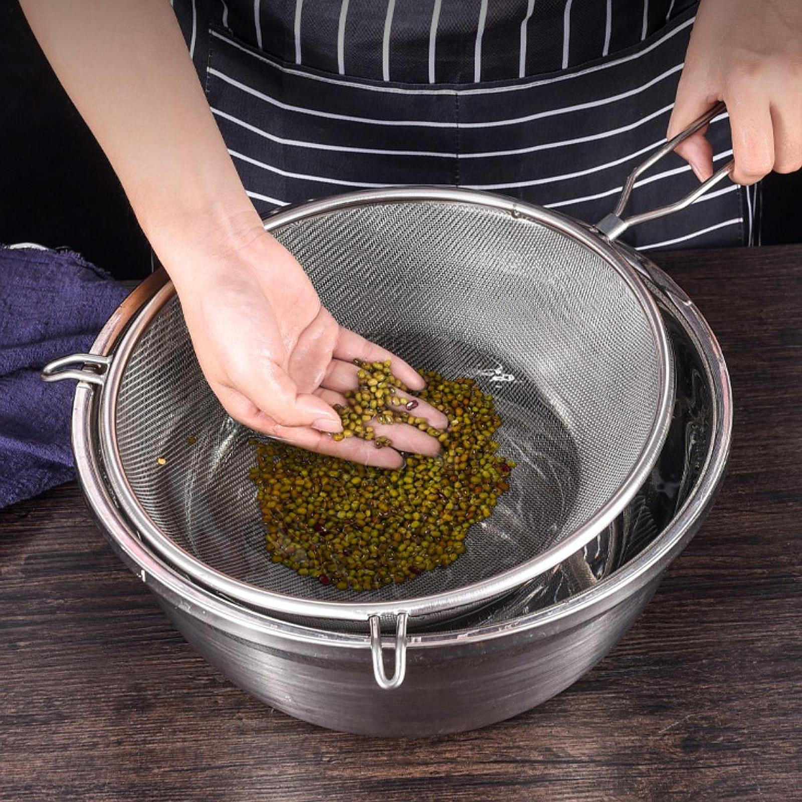 

Fine Mesh Strainer Colander Kitchen Gadgets Pot Skimmer Soya Milk for Juice Grains Pasta Beans 53cmx25.5cm