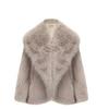 Women's Eco-Friendly Faux Fox Fur Lapel Coat - Short, Loose Fit for Winter 2025.