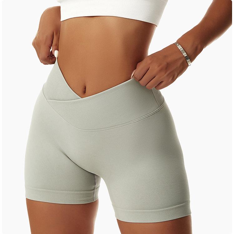 High-Waisted Peach Lift Yoga Shorts - Schnelltrocknend, Nahtlos, V-Bund, Sport- & Laufbekleidung