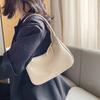 Fashionable Women Underarm Bag Trendy Solid Color Textured Pu Leather Simple Female Bags Popular Large Capacity Bag