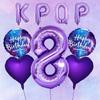 9pcs Cool Purple K-pop Themed Party Balloon Set 32-inch Number 0-9 Balloons Music Themed Party Decoration Photography Props