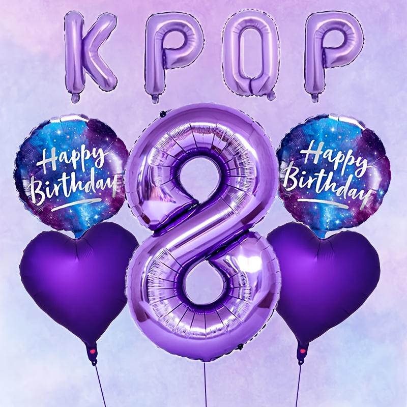 9pcs Cool Purple K-pop Themed Party Balloon Set 32-inch Number 0-9 Balloons Music Themed Party Decoration Photography Props