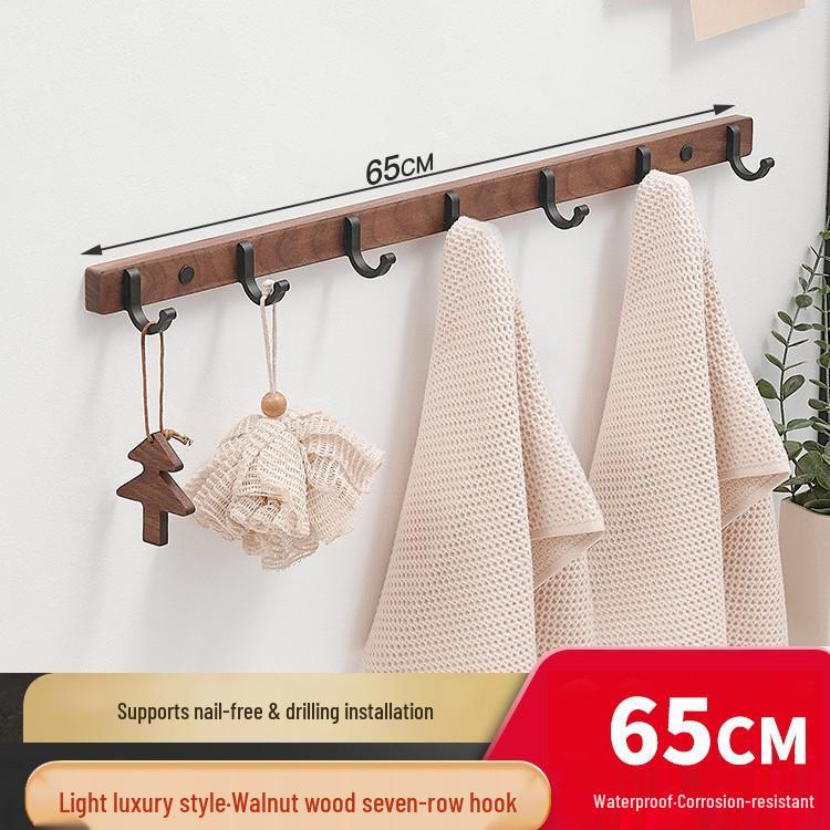 Cuier de perete din lemn de fag cu cârlige pentru haine și pălării: Instalare fără găurire pentru intrare, hol sau dormitor.