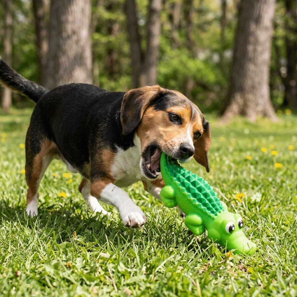 Premium Latex Squeaky Dog Alligator Toy Interactive Dog Training Toy  Indoor Daily Playtime
