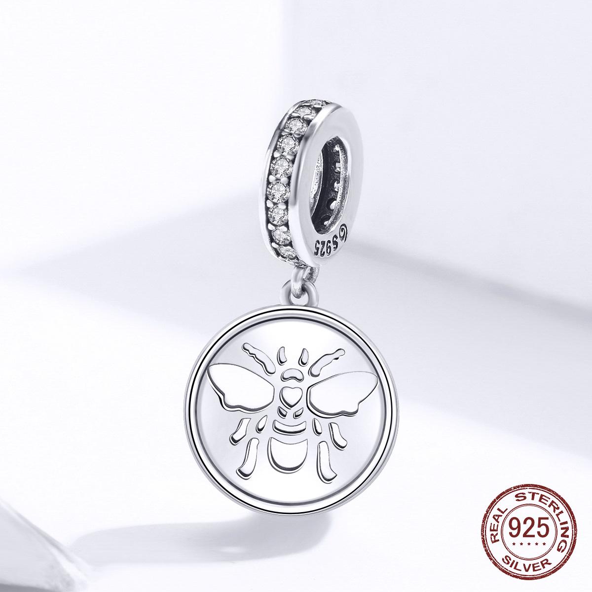 

925 стерлингового серебра полая пчела монета шарм подходит для женщин шарм браслеты DIY ювелирные изделия девушка подарок