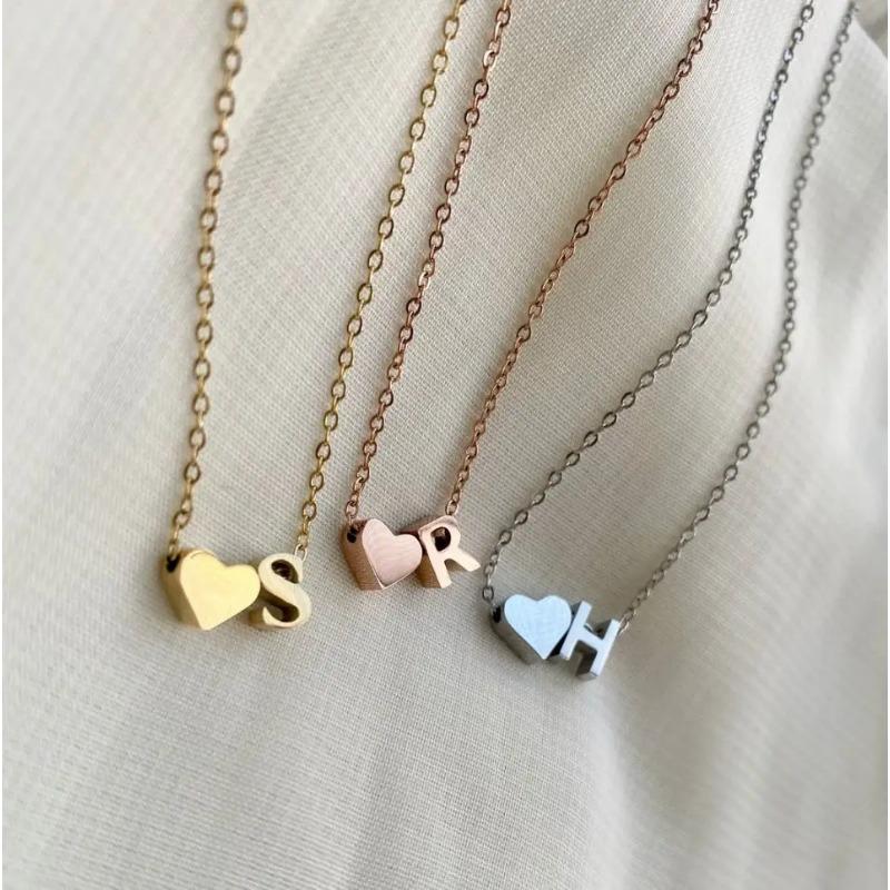 6MM Kalp Zarif Baş Harf Kendin Yap Kolye Altın Rengi Harf Choker Kolye Kadınlar için Kolye Takı Hediye