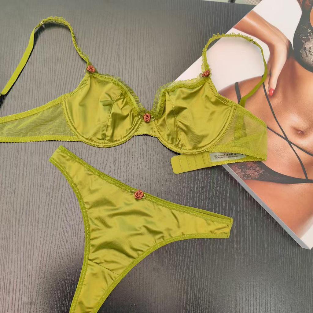 Francuski Bardzo Cienki Komplet Koronkowych Biustonoszy: Seksowny Design Zapobiegający Opadaniu dla Efektu Mniejszego Biustu