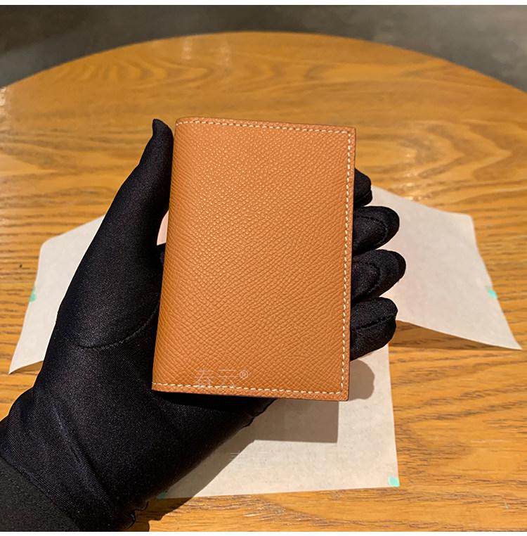 H-Familie Faltbares Kartenetui aus echtem Leder: Epsom Palmkorn, Unisex-Design für Bankkarten & Führerschein