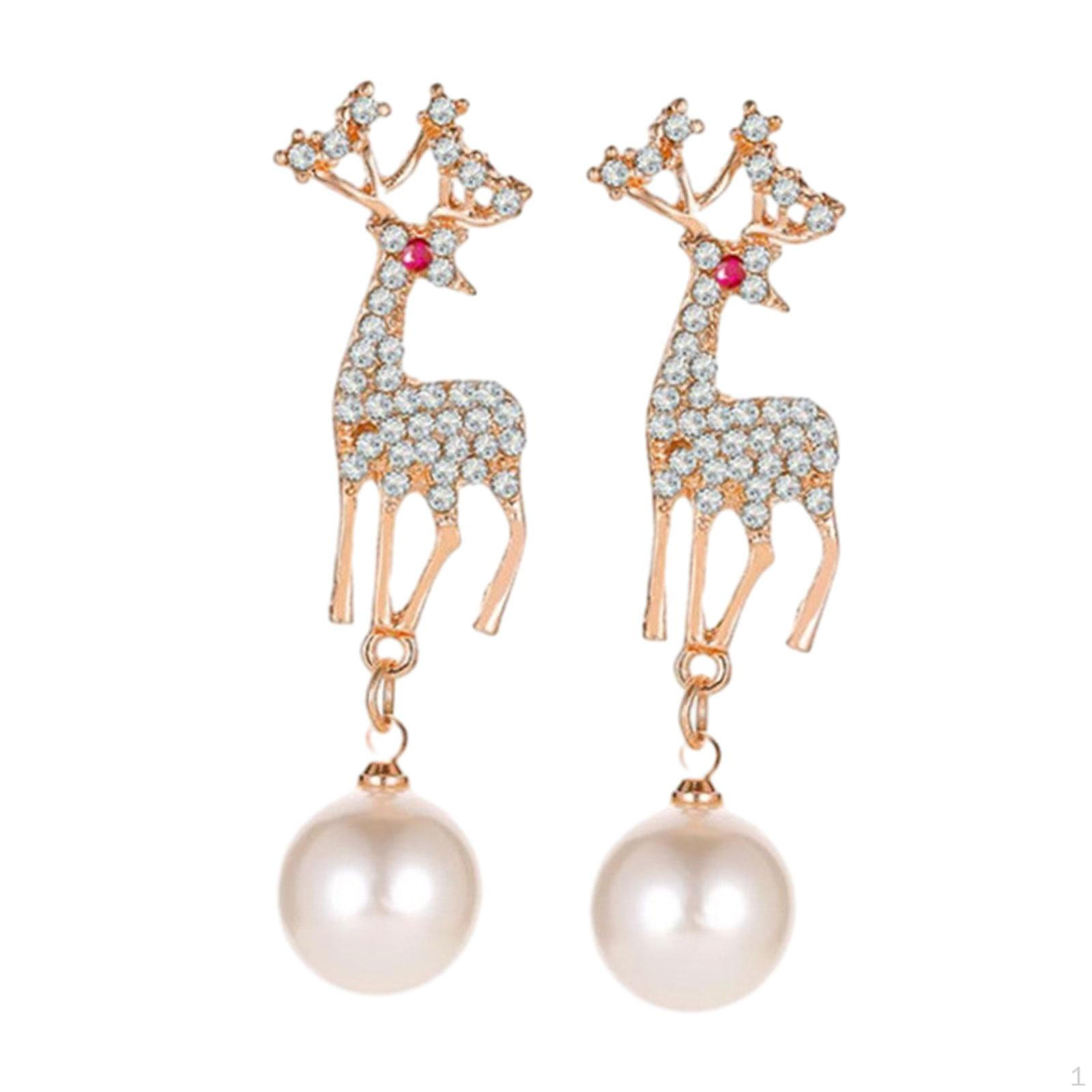 

Рождественские серьги с лосем для женщин, свисающие со стразами на выпускной