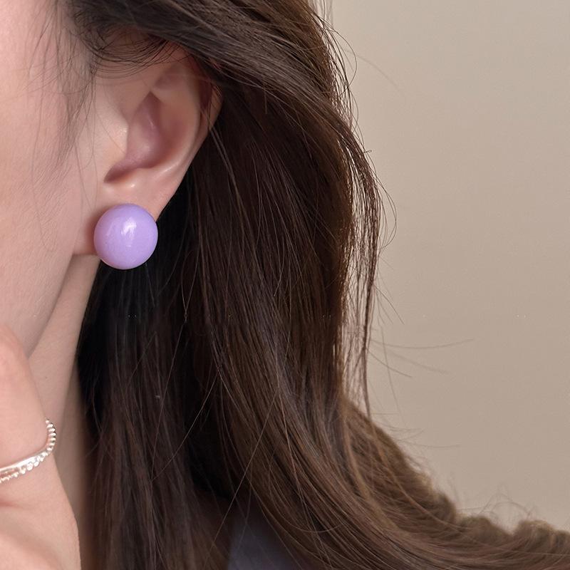 Silver Needle Color Steamed Bread Doudou Stud Earrings Women's 2025 New Unique Beautiful Sweet Earrings Spring Earrings