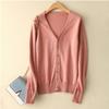 Spring and Autumn Women's Korean Version of The Blouse  Solid Color Fashion V-neck High-end Knit Cardigan Short Section Plus Size