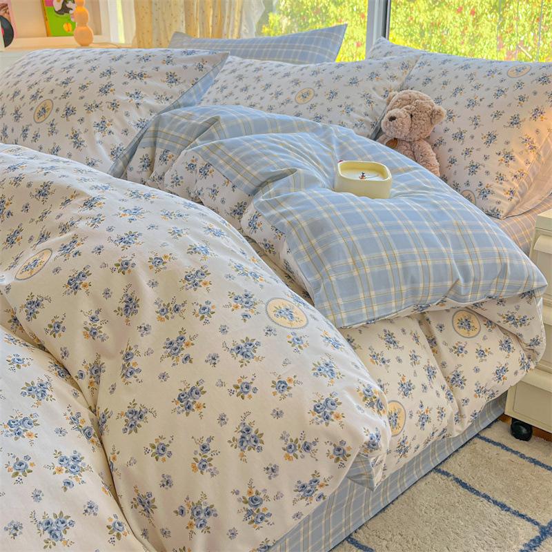 100% Cotton Bedding Four-piece Set, Skin-friendly and Breathable Quilt Cover, Bed Sheet Pillowcase Set