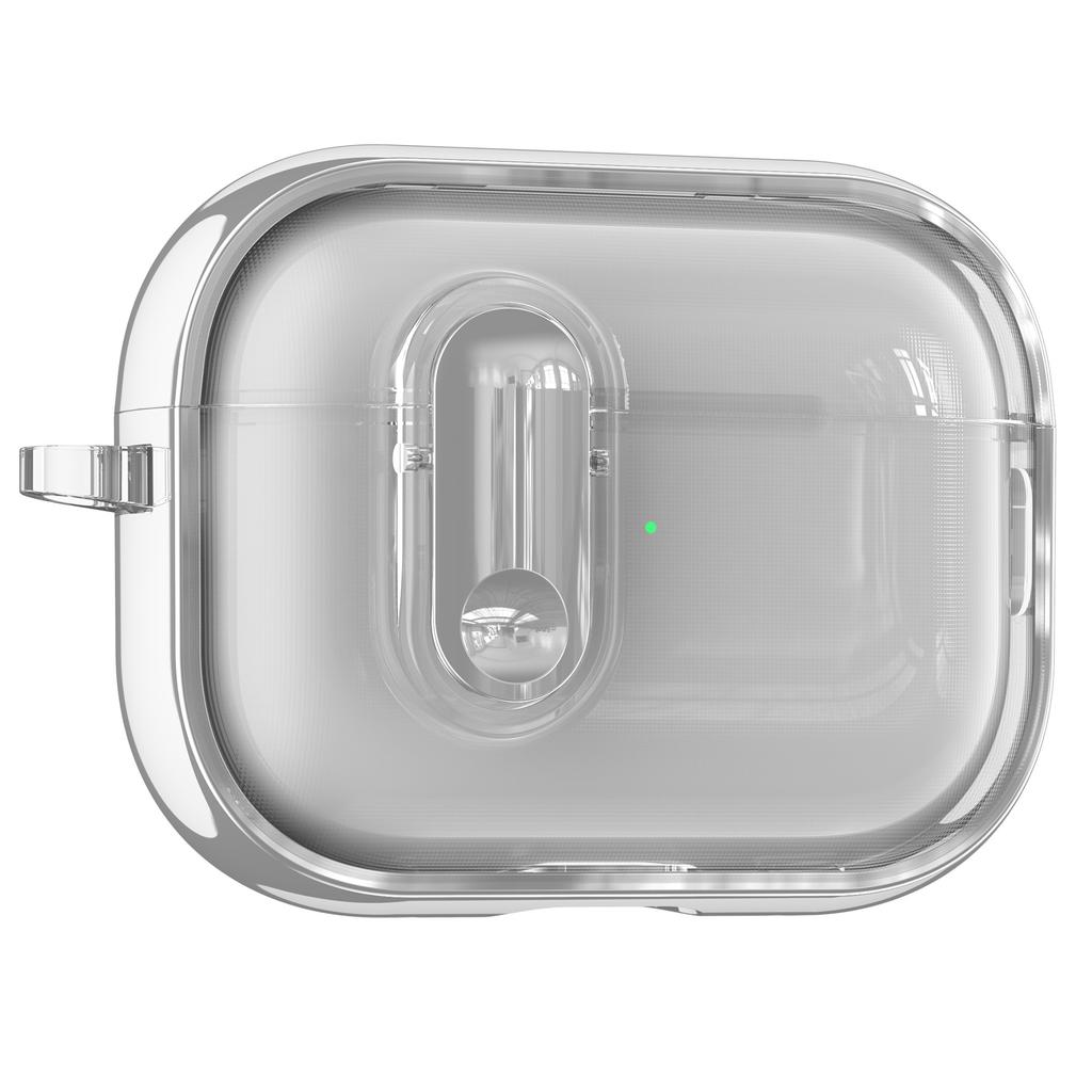 For Apple AirPods Pro / Pro 2 Case Clear Electroplated TPU PC Earbuds Cover with Lock Clasp / Carabiner