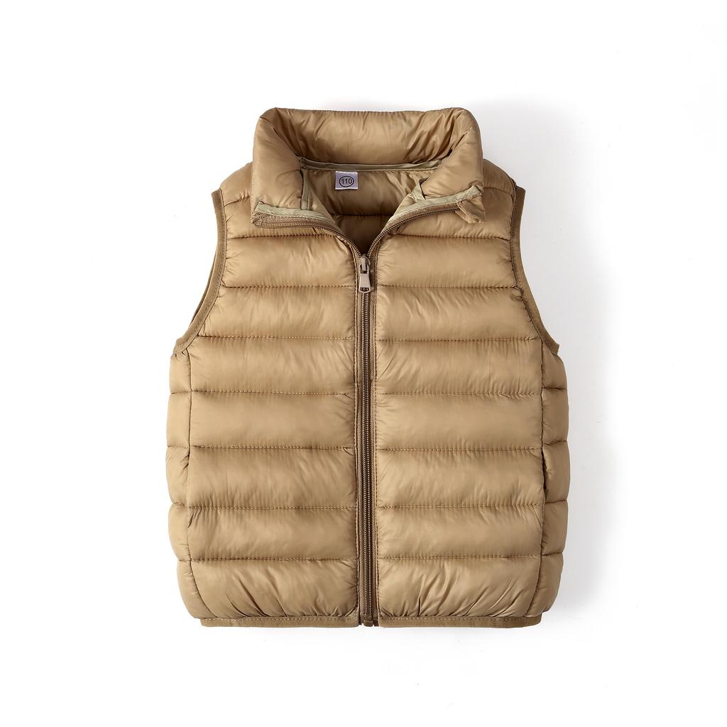 Children's Autumn Winter Stand Collar Casual Light Jacket Waistcoat Children Simple Solid Coat Clothes