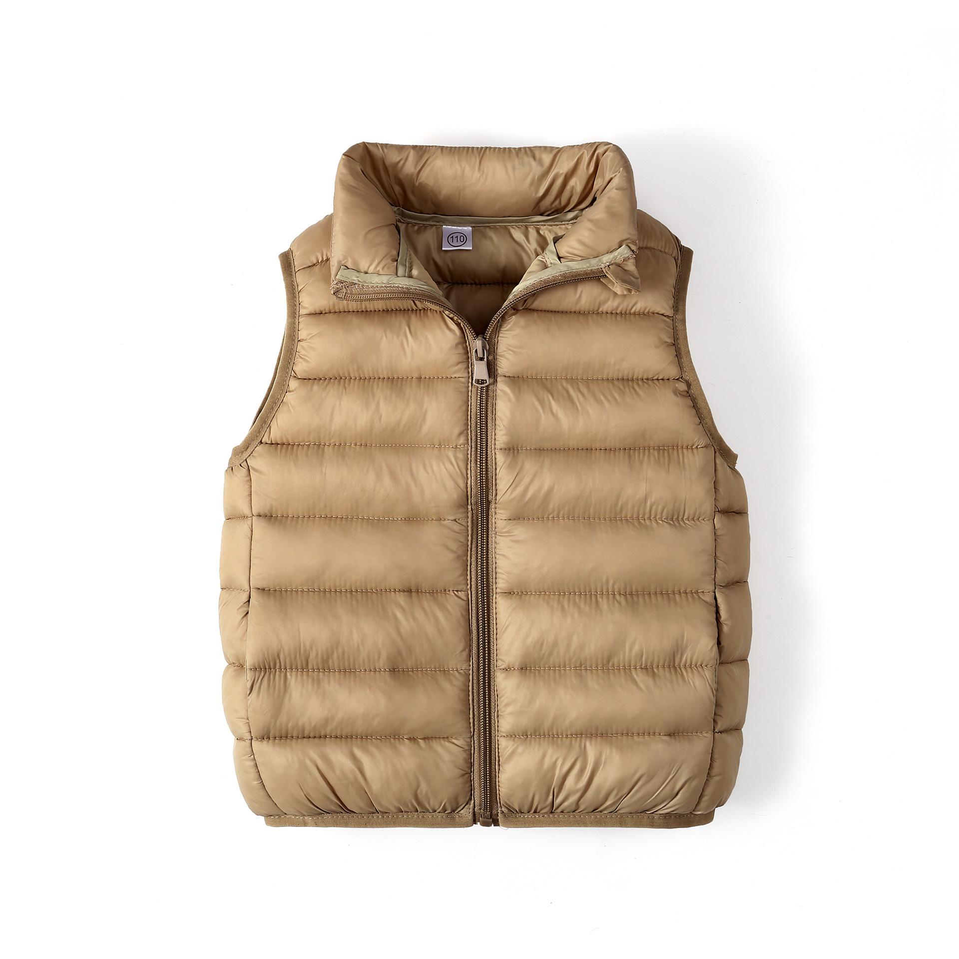 

Детская осенне-зимняя куртка-жилет с воротником-стойкой, повседневная, легкая, детская простая однотонная верхняя одежда 110