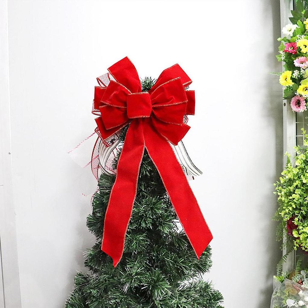 Christmas Tree Topper Bow Creative Front Door Decor Christmas Decoration for Bar Store Festival Valentine's Day Wreath Garland