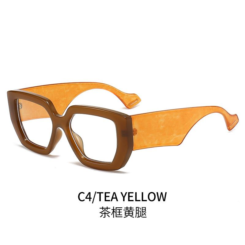 New Fashion Colorful Square Women Glasses Frame Clear Anti Blue Light Spring Hinge Wide Legs Eyewear Men Optical Polygon Frame
