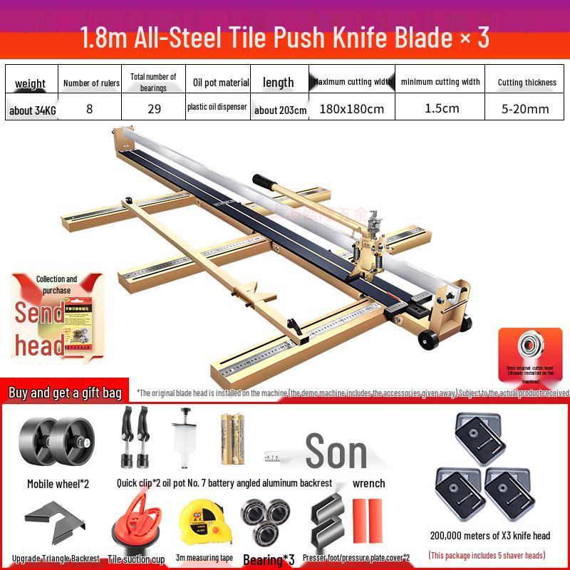 Manual Push Tile Cutter with Laser Precision for Ceramic and Floor Tiles