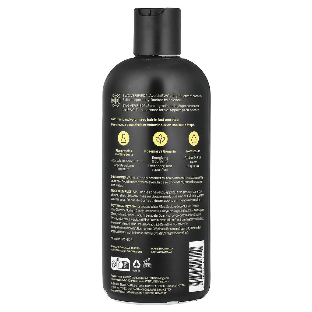 ATTITUDE Super Leaves™, 2N1 Volumizing Shampoo & Conditioner, Men, Amber & Citrus, 14 Fl Oz (415 Ml)