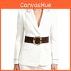 Vintage Melard Stijl Brede Riem Voor Dames Met Vierkante Gouden Gesp Casual Taille Accessoire