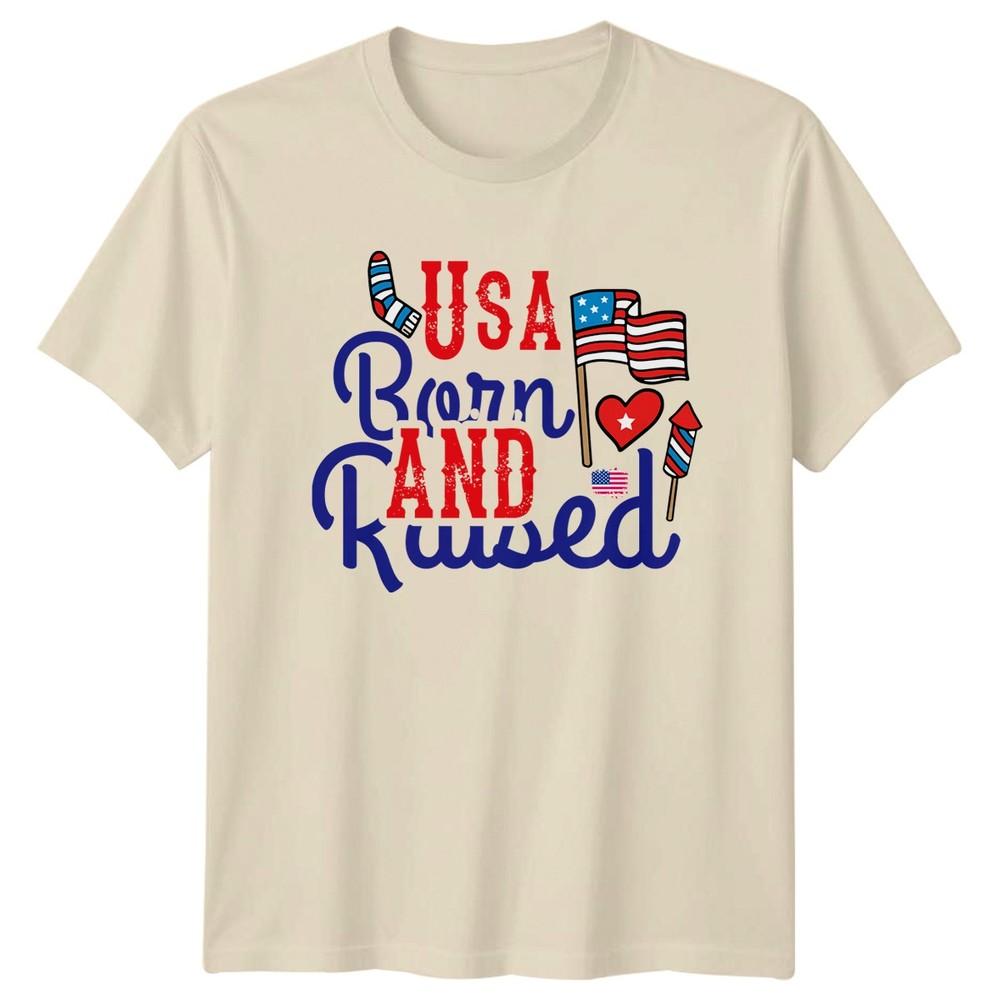Usa Born And Raised Fourth Of July Patriotism Unisexs TShirt Unisexs Graphic Top