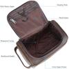 Men's Leather Hanging Toiletry Bag, Travel Shaving Kit, Portable Cosmetics Storage Bag, Toiletry Case