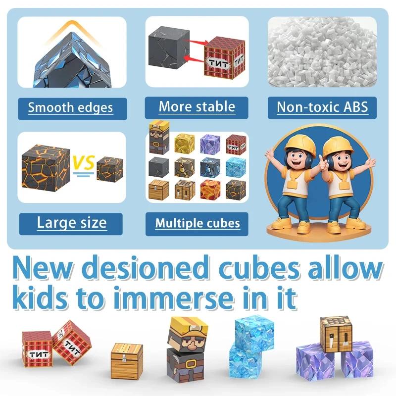 Magnetic Building Blocks Mine World Cube Magnet World Set for Kid DIY Model Children Stem Best Montessori Sensory Toy