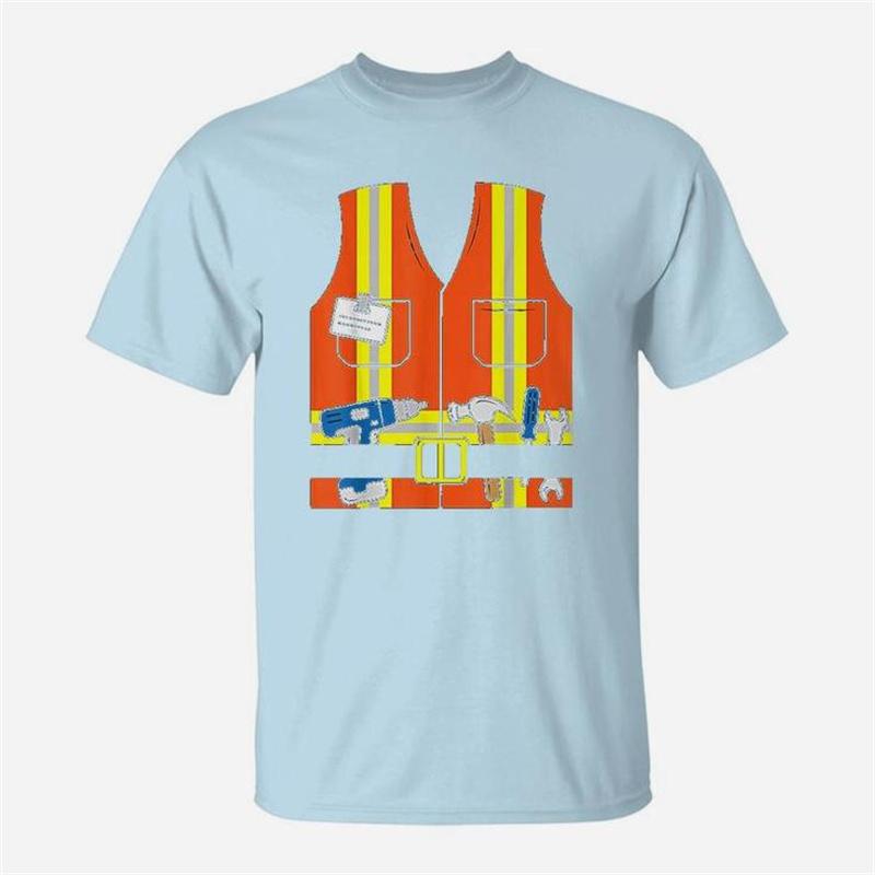 3D Bauarbeiter Orange Warnweste Grafik T-Shirt für Unisex Kleidung Sommer Lässig Unisex Oberteile T-Shirts Mode T-Shirt