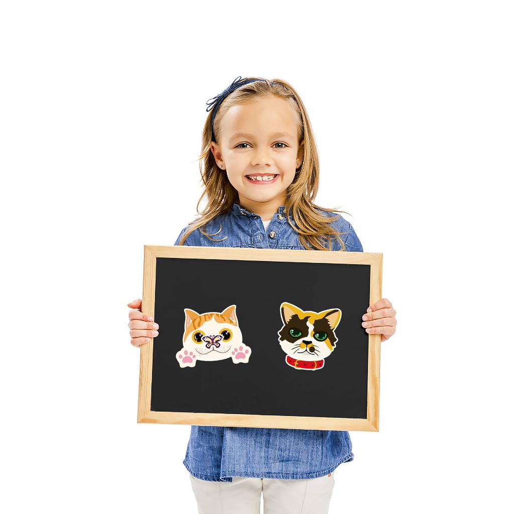 8 Pictures/set of Cat Face Changing Graffiti Stickers Cartoon Cute Make A Face Puzzle DIY Puzzle Stickers
