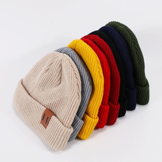 Knit Winter Hat Solid Color Fleece Lined Men Women Brimless Hat Cold Weather Outdoor Activities Breathable Hat