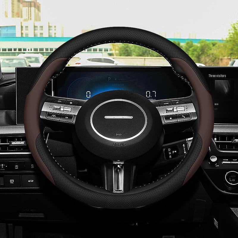 11th Gen Sonata Genuine Leather No-Sew Steering Wheel Cover