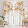 2PCS Digital Printed Curtains, White Flower Pendant Elegant Floral Jewelry, Window Drapes for Living Room Bedroom Home Decor