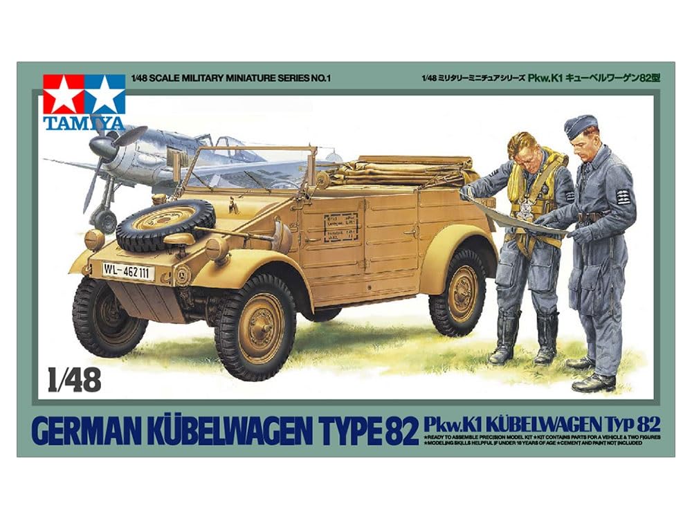 Tamiya 1/48 Military Miniature Series No. 01 German Army Pkw.K1 Kubelwagen Type 82 Plastic Model 32501