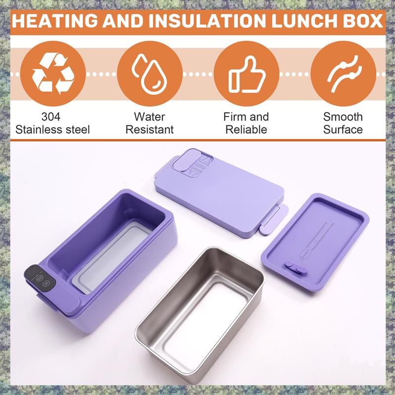 

WON Heated Lunch Box Electric Lunch Box Self Heating Lunch Box Cordless Rechargeable 304 Food-Grade Stainless Steel 1L C фиолетовый