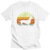 Unique Unisexs Dachshund Tshirt Short Sleeve Cotton Tshirt Leisure 70s Vintage Retro Sunset Dog Tee Shirt Loose Fit Tops Clothing