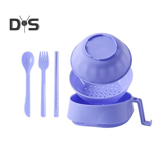 

Набор мисок для приготовления рамена в микроволновой печи с ситечком, миски для супа, хлопьев, салата, большая миска для супа, предметы первой необходимости для студенческого общежития фиолетовый