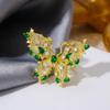 Shiny Green Crystal Butterfly Ring For Women French Style Inlaid Zircon Pearl Flower Waterdrop Crown Finger Ring Wedding Jewelry