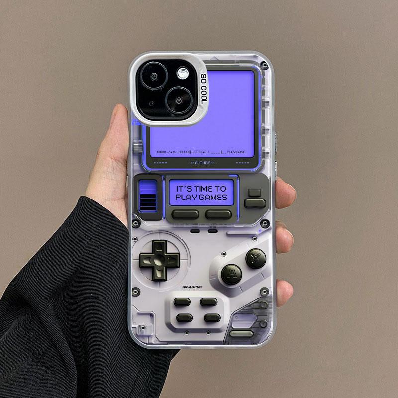 Technology Game Console 2D Printing Phone Case For IPhone 11 12 13 Mini Pro Max 14 15 16 Pro Max Plus Shockproof Laser Back Case