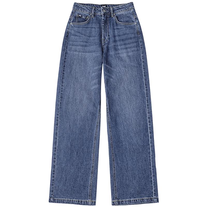 

Lee Women s Mid-Blue High-Waist Straight Leg Jeans 30