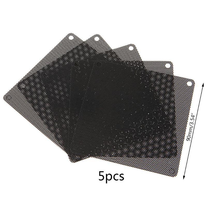 5PCS PVC Fan Dust Filter PC Dustproof Case Cuttable Computer Mesh Cover 40mm 50mm 60mm 70mm 80mm 90mm 120mm 140mm Mesh Black