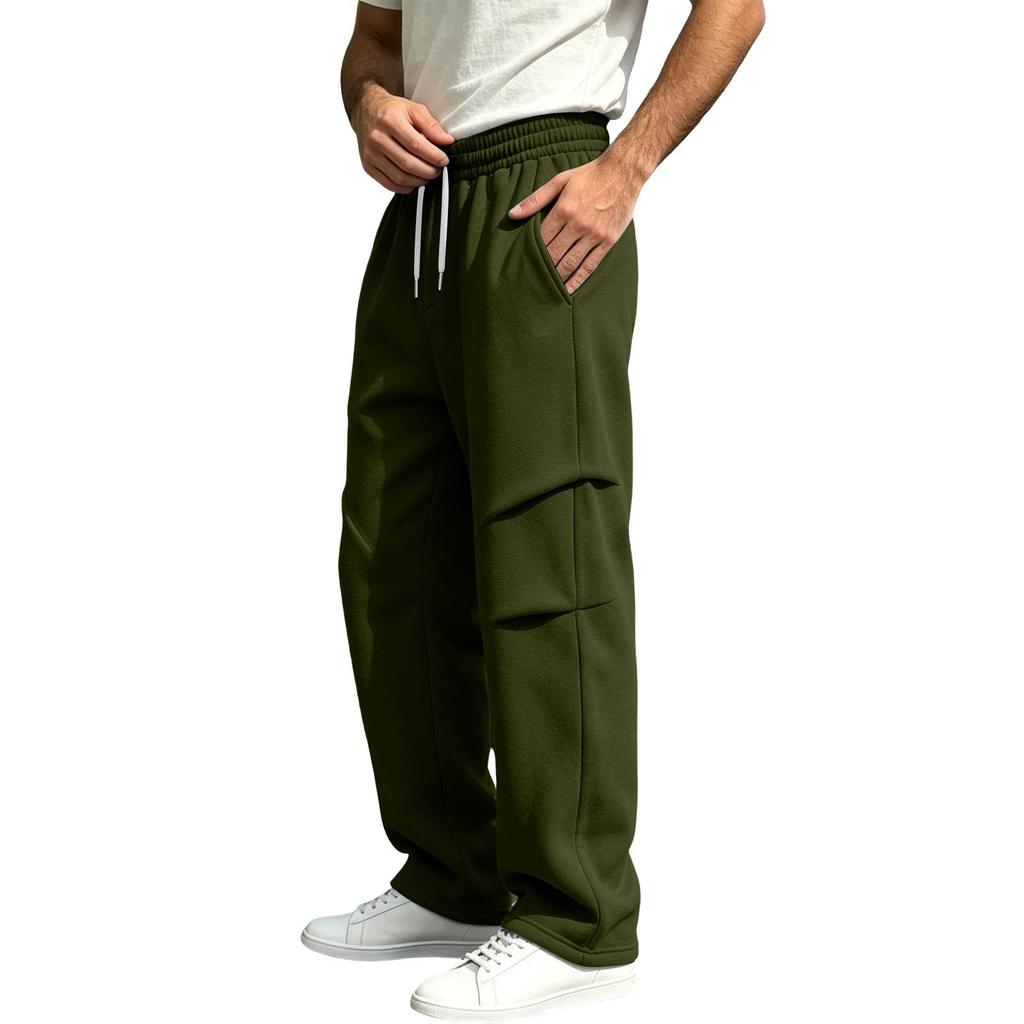 Pantalon de jogging décontracté pour homme de couleur, coupe ample, jambe droite large, avec taille élastique