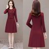 Spring Stylish Buttoned Lapel Dress for Middle-Aged Women: Elegant A-line Midi Skirt, Fake Two-Piece Design
