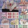 No Baking Lamp Waterproof Nail Wraps Full Cover Nail Stickers Solid Color 14 Nails/Set Multi Color Nail Art Look Patch Firm