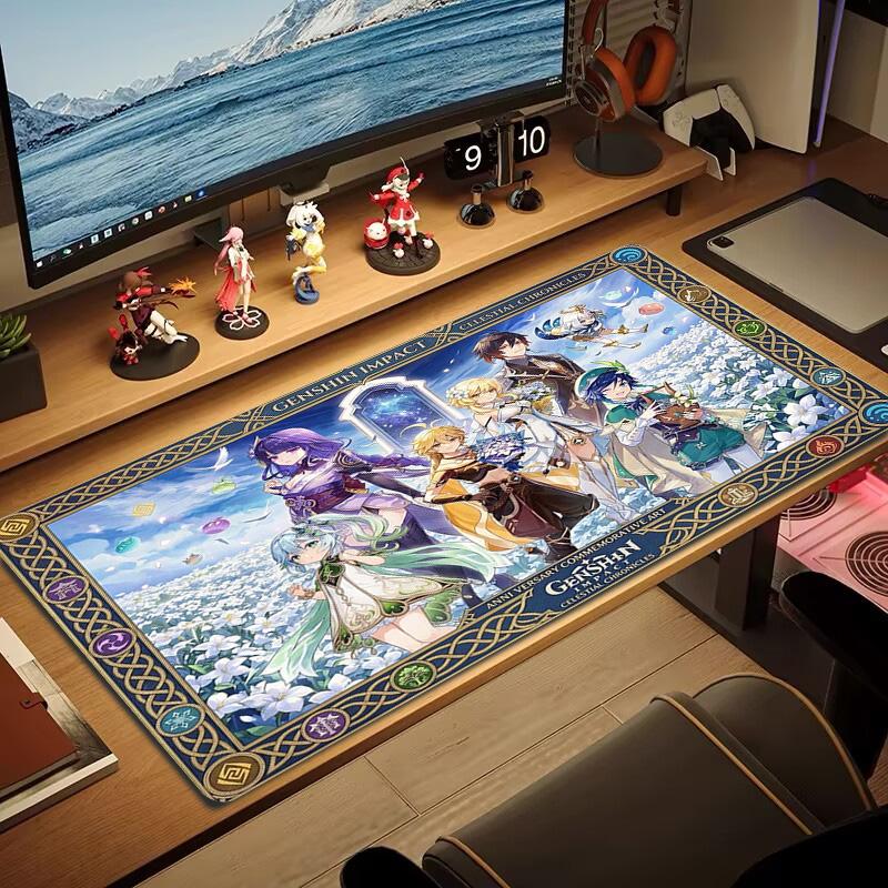 Genshin Impact Color Mouse Pad Large Gaming Table Cushion Non-slip Laptop Tablet Big Mousepad XXL Mat Mini PC Playmat With Lock edge