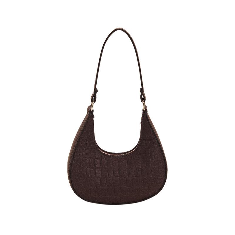 

Stone pattern underarm bag women s new solid color simple crescent bag casual hand shoulder bag коричневий