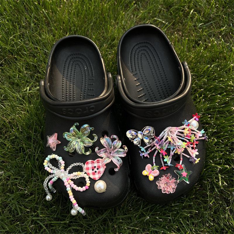 12Pz Ciondoli di Design Fai da Te Colorati Farfalla Alghe Catena di Perline Fibbia per Scarpe Accessori per Fori Fiore Staccabile per Scarpe Per Ragazze