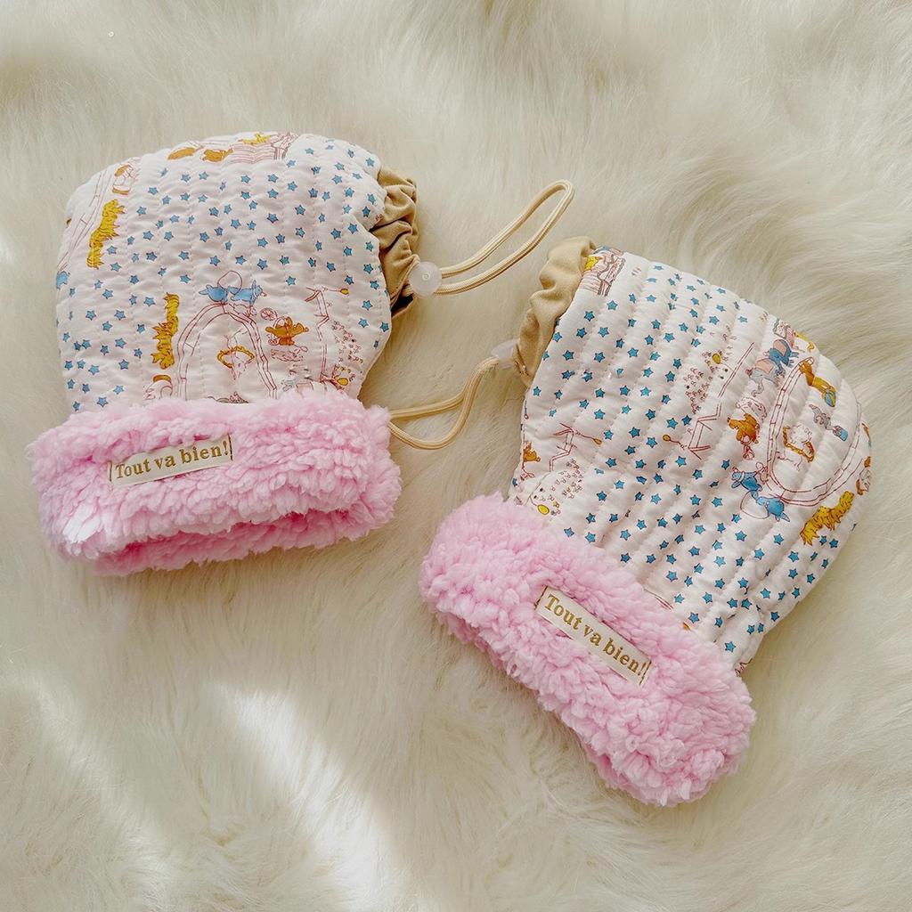 Non-Toxic Children'S Bicycle Gloves Children'S Outdoor Sports Mittens Cartoon Printed Hands Warmer Scooter Gloves For Winter