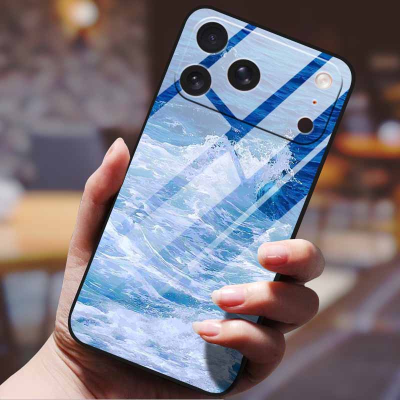 Phone Case for Iphone 17 Pro Max Iphone17 Air Tempered Glass Hard Back Cover Bumper 17pro Funda Cartoon Anime Fashion Pattern