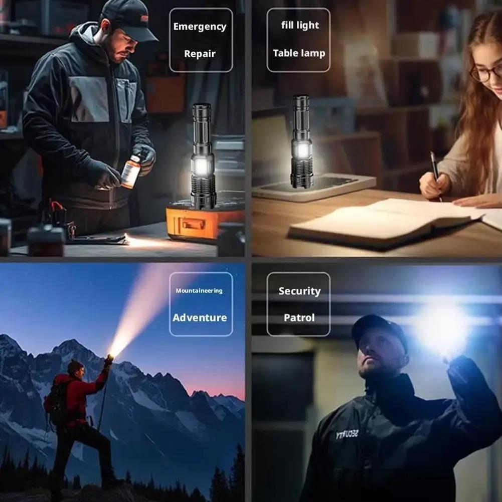 10000Lumens Super Bright Long Range LED Flashlight Outdoor Waterproof Flashlight Camping Lantern Torch Zoom Flashlight High Power Led Flashlight