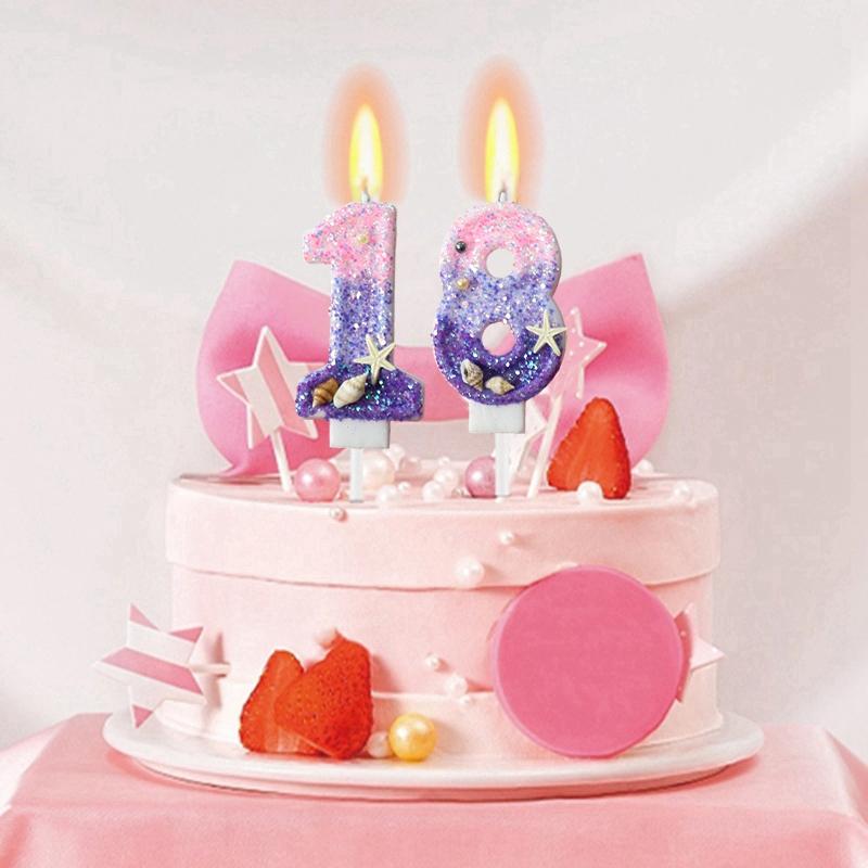 Svíčka růžová fialová narozeninové svíčky kreativní narozeninová svíčka dekorace na dort topper oceán hvězdice babyshow třpytivá ozdoba